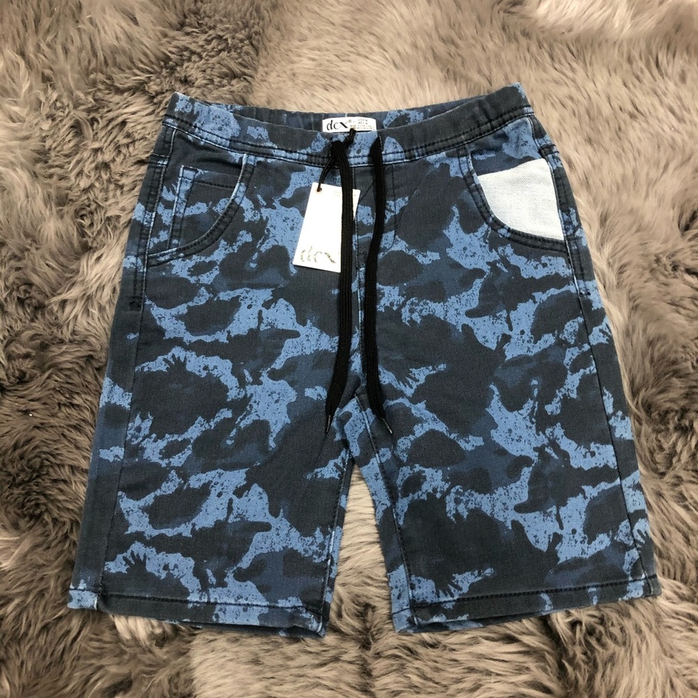 Boys Dex Blue Shorts | Paint Splatter Design
